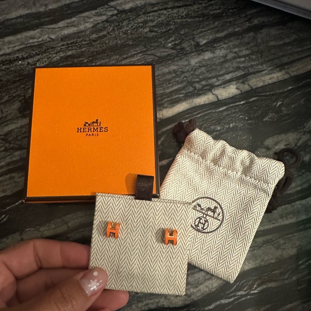 Hermès Orange pop earrings